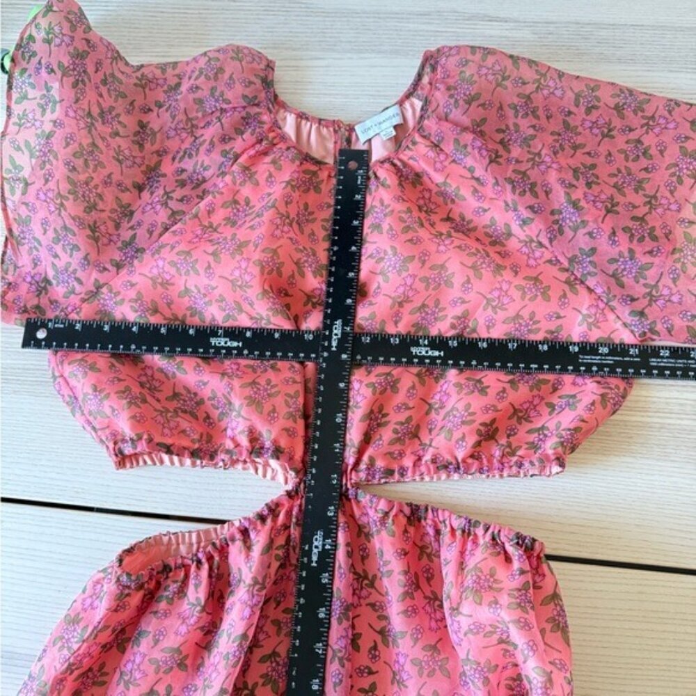 Lost + Wander Venus Rising Coral Floral Maxi Dress luxury short sleeve size L - Picture 11 of 16